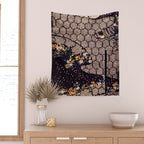 Kosode Fragment with Tortoiseshell Pattern, Waves, & Cherry Blossoms Shibori Print Wall Tapestry Gallery Image 2