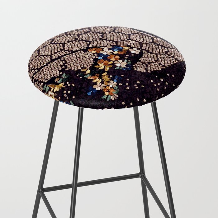 Kosode Fragment with Tortoiseshell Pattern, Waves, & Cherry Blossoms Shibori Print Stool Gallery Image 2