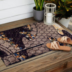 Kosode Fragment with Tortoiseshell Pattern, Waves, & Cherry Blossoms Shibori Print Outdoor Rug Gallery Image 2
