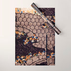 Kosode Fragment with Tortoiseshell Pattern, Waves, & Cherry Blossoms Shibori Print Wrapping Paper Gallery Image 1