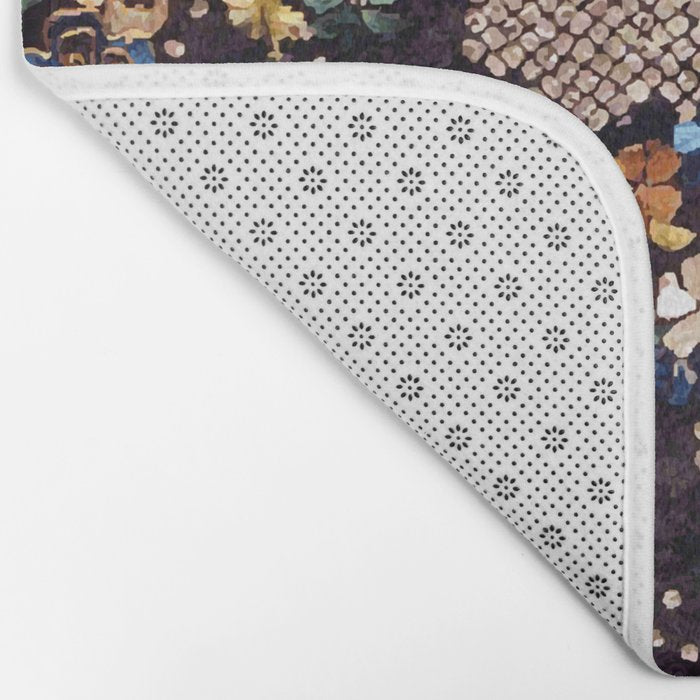 Kosode Fragment with Tortoiseshell Pattern, Waves, & Cherry Blossoms Shibori Print Bath Mat Gallery Image 2