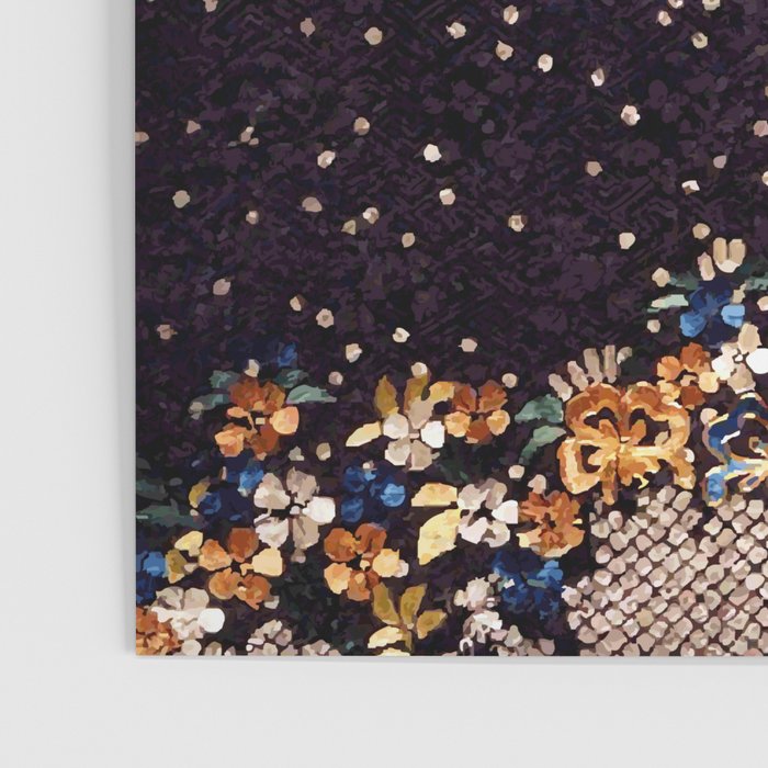 Kosode Fragment with Tortoiseshell Pattern, Waves, & Cherry Blossoms Shibori Print Poster Gallery Image 3
