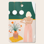 Texting, Millennial Woman Young Bohemian High Fashion Love Pastel Home Decor Blush Cutting Board Gallery Image 1