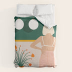Texting, Millennial Woman Young Bohemian High Fashion Love Pastel Home Decor Blush Duvet Cover Gallery Image 6