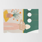 Texting, Millennial Woman Young Bohemian High Fashion Love Pastel Home Decor Blush Rug Gallery Image 2