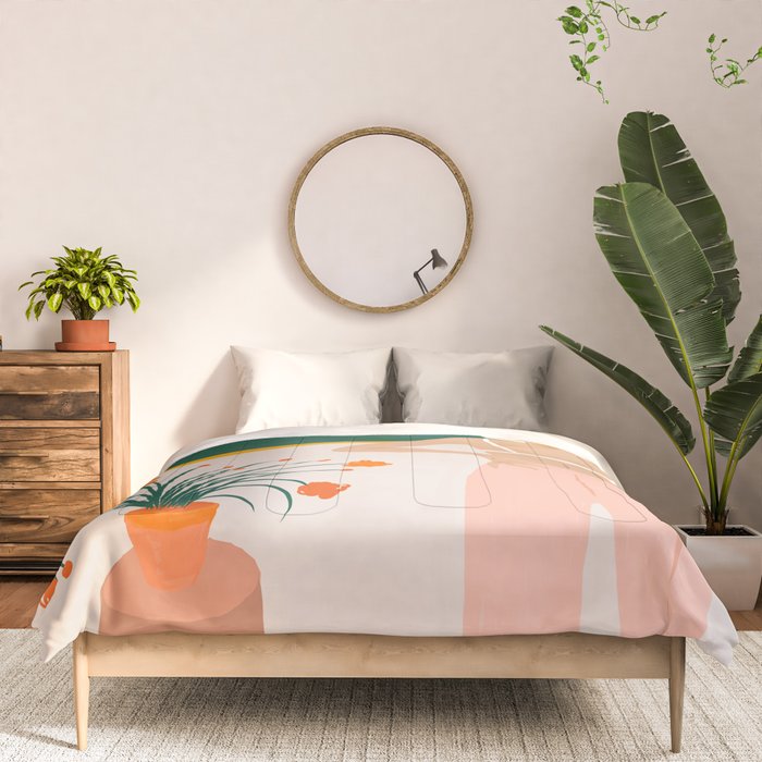 Texting, Millennial Woman Young Bohemian High Fashion Love Pastel Home Decor Blush Comforter Gallery Image 3