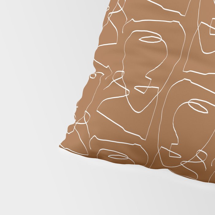Line Art Woman Face Burnt Orange Pillow Sham Gallery Image 4
