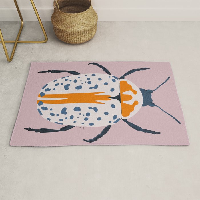 White and blue beetle Rug Gallery Image 1