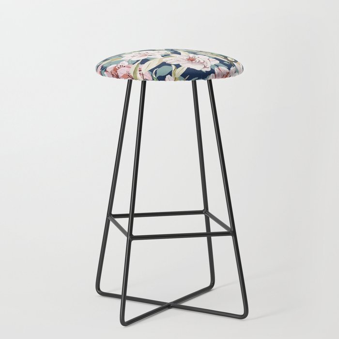 Birds in lush night garden flowers Stool Gallery Image 1