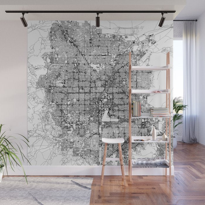 Las Vegas White Map Wall Mural Gallery Image 1