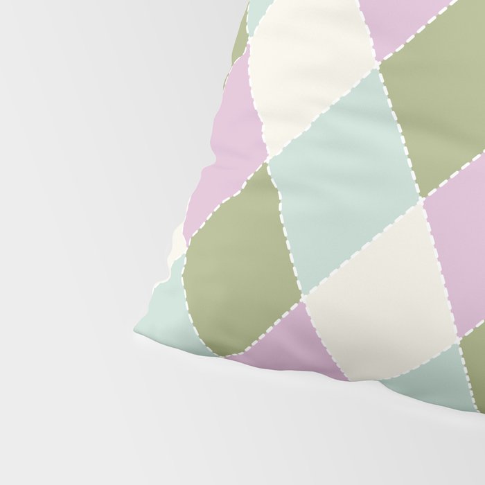 Retro Harlequin Plaid - Lavender, Green, Blue Pillow Sham Gallery Image 4