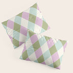 Retro Harlequin Plaid - Lavender, Green, Blue Pillow Sham Gallery Image 3