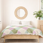 Retro Harlequin Plaid - Lavender, Green, Blue Duvet Cover Gallery Image 3