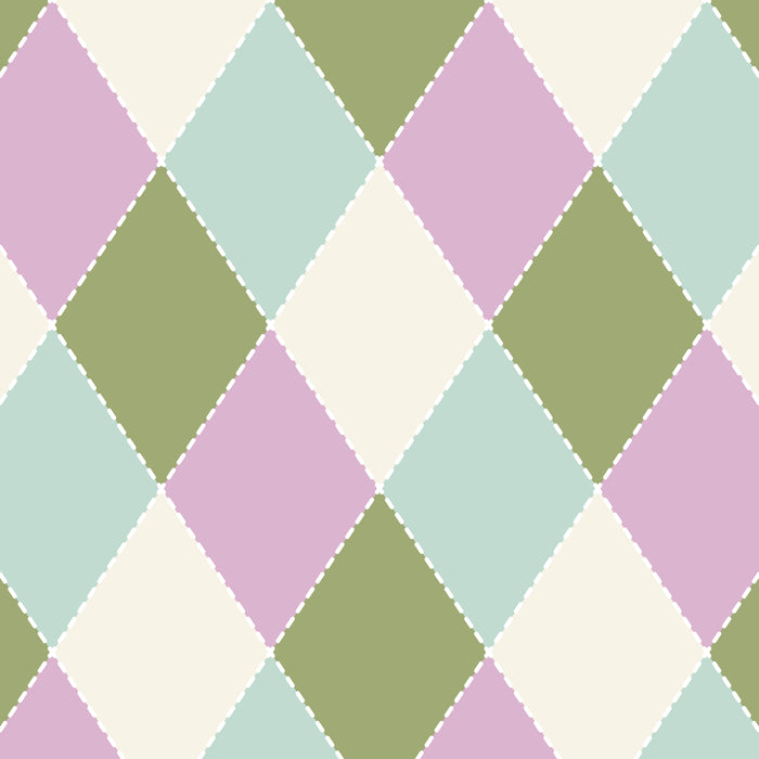 Retro Harlequin Plaid - Lavender, Green, Blue Coffee Mug Gallery Image 2