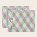 Retro Harlequin Plaid - Lavender, Green, Blue Placemat Gallery Image 1