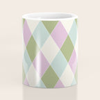Retro Harlequin Plaid - Lavender, Green, Blue Coffee Mug Gallery Image 4