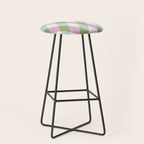 Retro Harlequin Plaid - Lavender, Green, Blue Stool Gallery Image 1