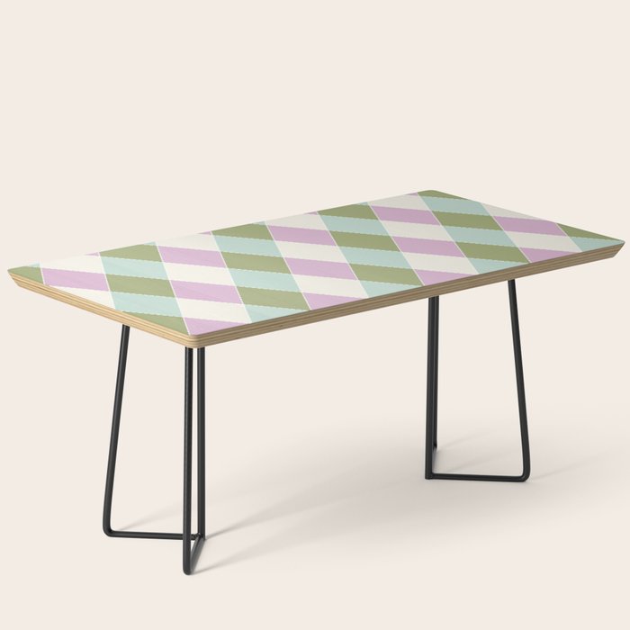 Retro Harlequin Plaid - Lavender, Green, Blue Coffee Table Gallery Image 1