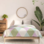 Retro Harlequin Plaid - Lavender, Green, Blue Comforter Gallery Image 3