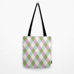 Retro Harlequin Plaid - Lavender, Green, Blue Tote Bag Gallery Image 2