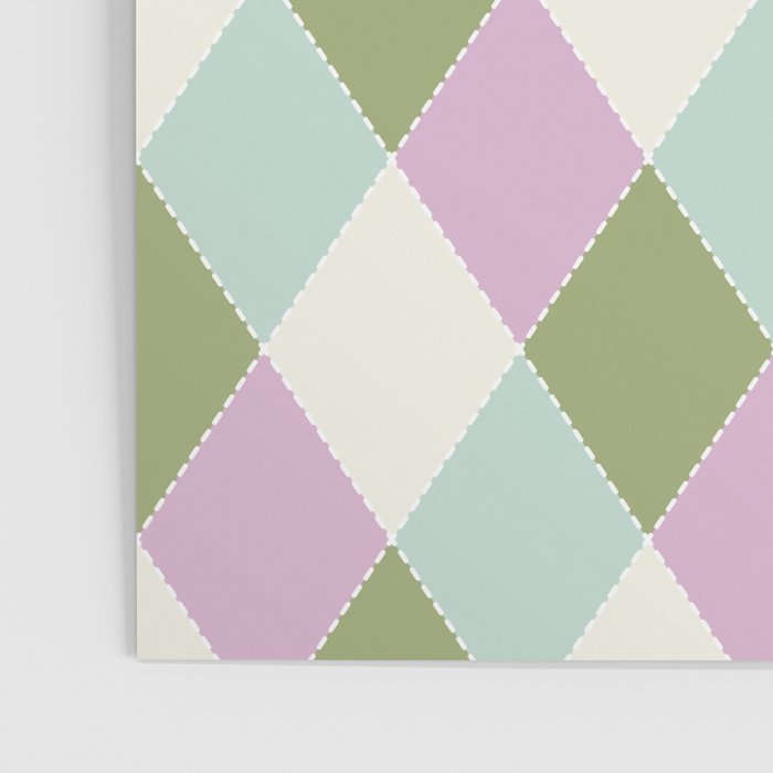 Retro Harlequin Plaid - Lavender, Green, Blue Poster Gallery Image 3