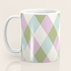 Retro Harlequin Plaid - Lavender, Green, Blue Coffee Mug Gallery Image 3