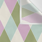 Retro Harlequin Plaid - Lavender, Green, Blue Wall Tapestry Gallery Image 3