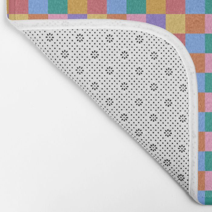 Checkered Multicolor Pattern XIX Colorful Rainbow Bath Mat Gallery Image 2