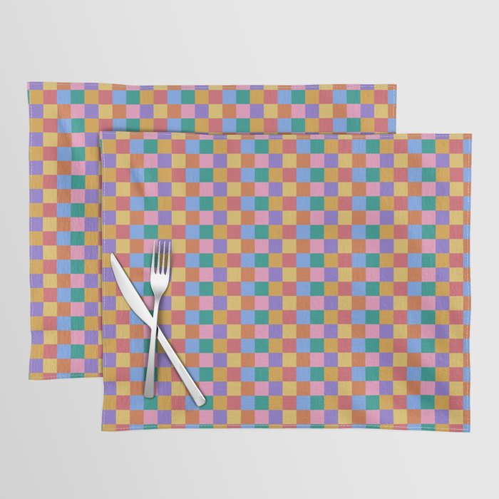 Checkered Multicolor Pattern XIX Colorful Rainbow Placemat Gallery Image 1