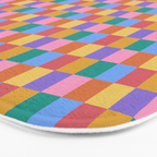 Checkered Multicolor Pattern XIX Colorful Rainbow Bath Mat Gallery Image 3