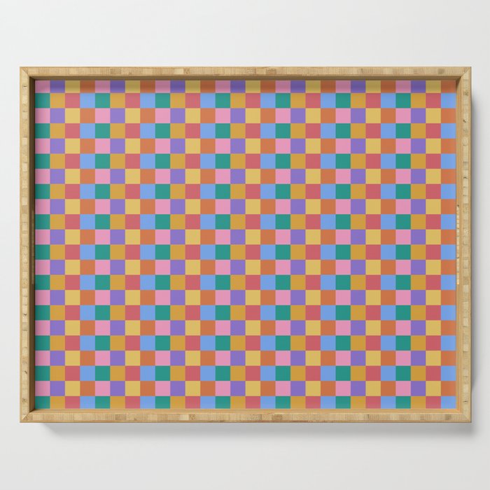 Checkered Multicolor Pattern XIX Colorful Rainbow Serving Tray Gallery Image 1