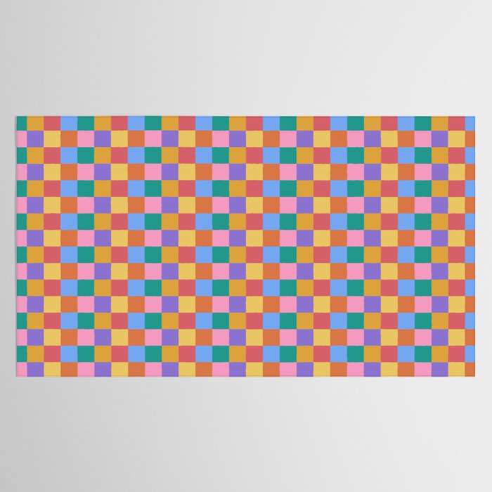 Checkered Multicolor Pattern XIX Colorful Rainbow Tablecloth Gallery Image 2