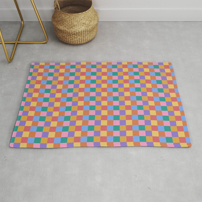 Checkered Multicolor Pattern XIX Colorful Rainbow Rug Gallery Image 1