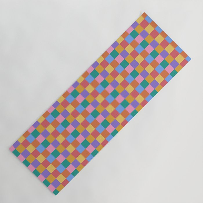 Checkered Multicolor Pattern XIX Colorful Rainbow Yoga Mat Gallery Image 1