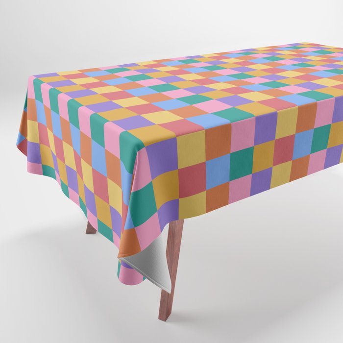 Checkered Multicolor Pattern XIX Colorful Rainbow Tablecloth Gallery Image 1