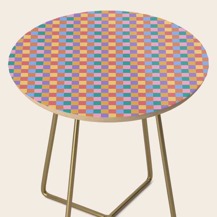 Checkered Multicolor Pattern XIX Colorful Rainbow Side Table Gallery Image 2