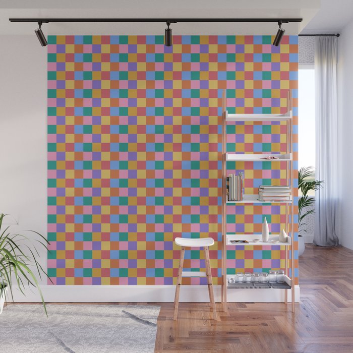 Checkered Multicolor Pattern XIX Colorful Rainbow Wall Mural Gallery Image 1