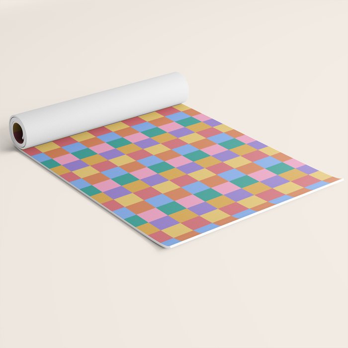 Checkered Multicolor Pattern XIX Colorful Rainbow Yoga Mat Gallery Image 2
