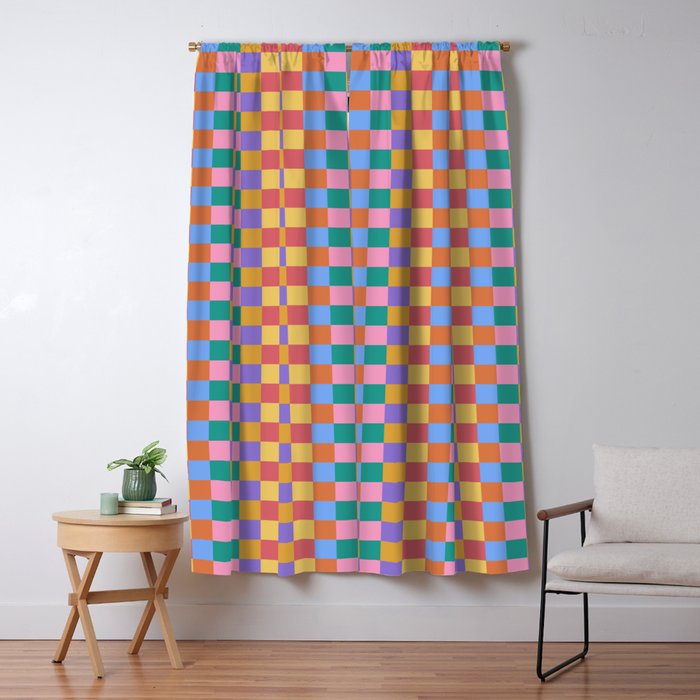 Checkered Multicolor Pattern XIX Colorful Rainbow Window Curtain Gallery Image 1