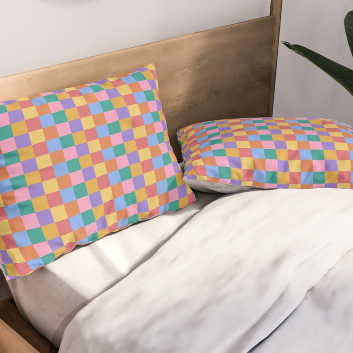 Checkered Multicolor Pattern XIX Colorful Rainbow Pillow Sham Gallery Image 2