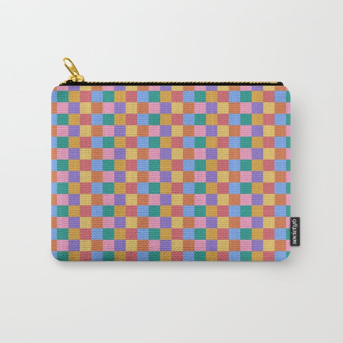 Checkered Multicolor Pattern XIX Colorful Rainbow Carry All Pouch Gallery Image 1