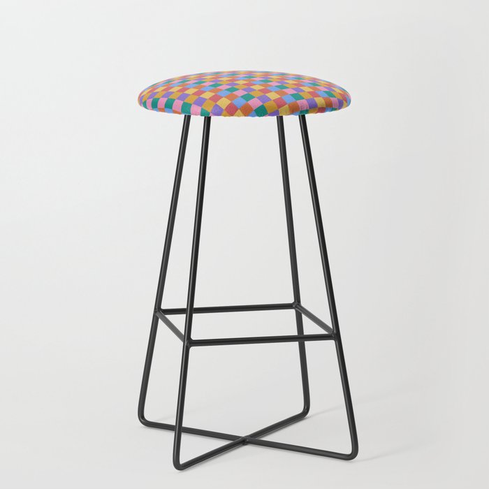 Checkered Multicolor Pattern XIX Colorful Rainbow Stool Gallery Image 1