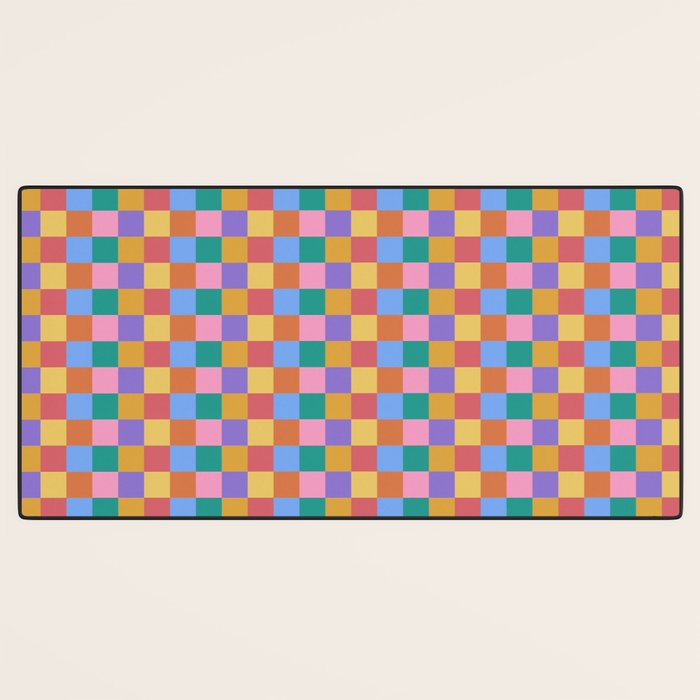 Checkered Multicolor Pattern XIX Colorful Rainbow Desk Mat Gallery Image 3