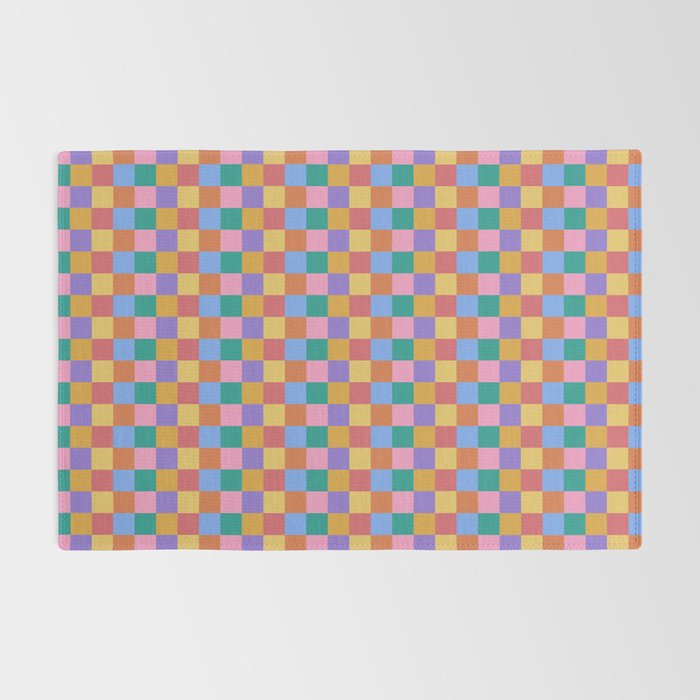 Checkered Multicolor Pattern XIX Colorful Rainbow Rug Gallery Image 2