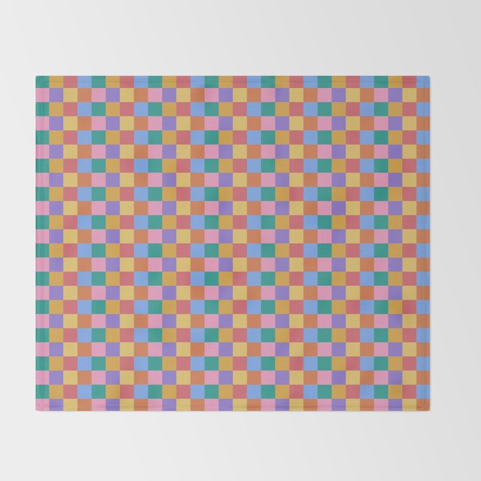 Checkered Multicolor Pattern XIX Colorful Rainbow Throw Blanket Gallery Image 2