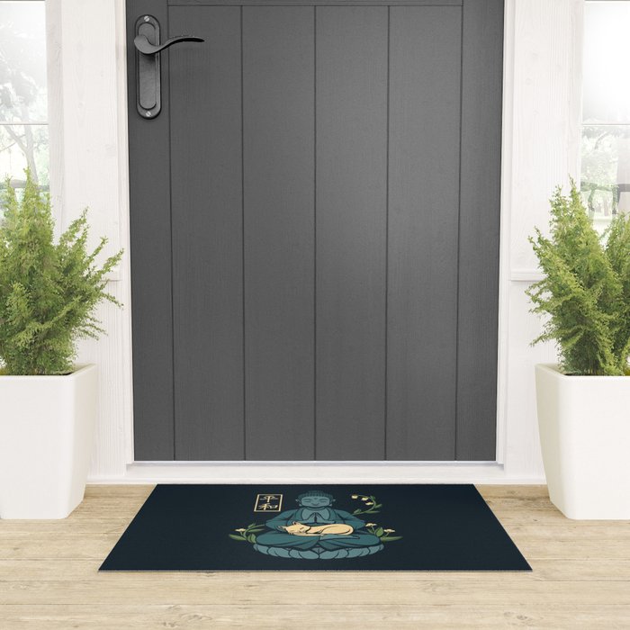 Cat Meditation Buddhism Buddha by Tobe Fonseca Welcome Mat Gallery Image 3