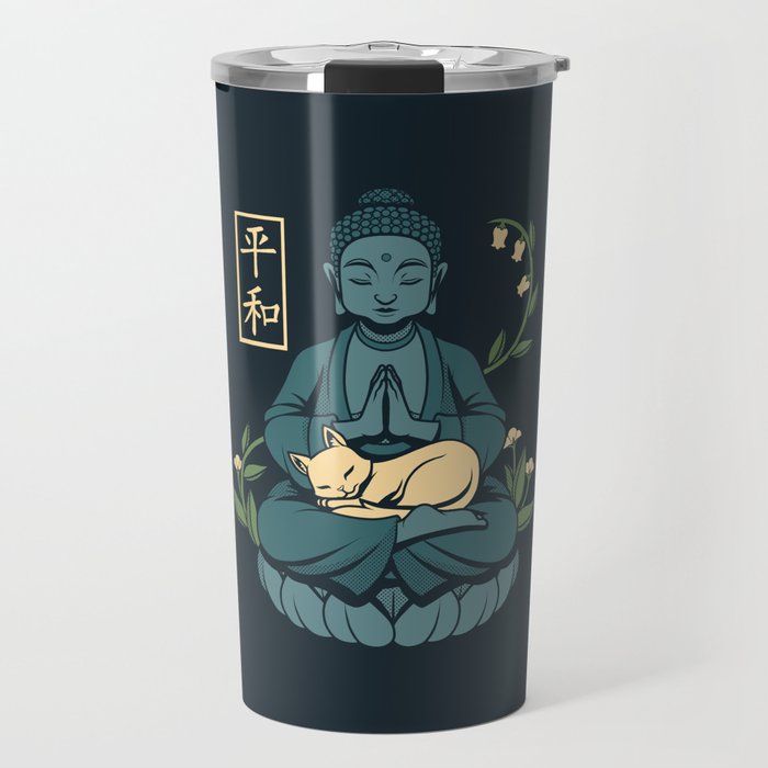 Cat Meditation Buddhism Buddha by Tobe Fonseca Travel Mug Gallery Image 1