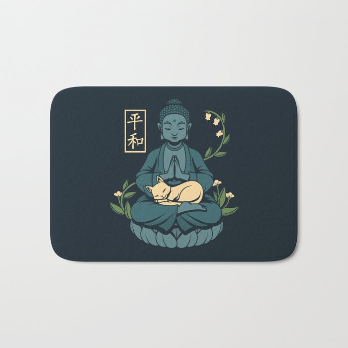 Cat Meditation Buddhism Buddha by Tobe Fonseca Bath Mat Gallery Image 1