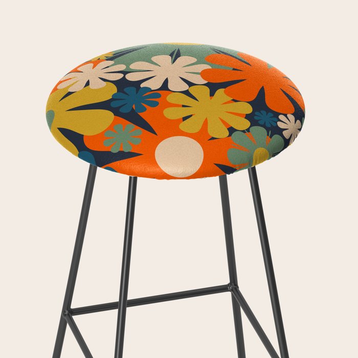 Les Fleurs Cheerful Retro Flowers in Vase Blue Stool Gallery Image 2
