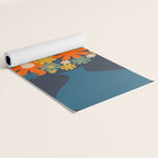 Les Fleurs Cheerful Retro Flowers in Vase Blue Yoga Mat Gallery Image 2